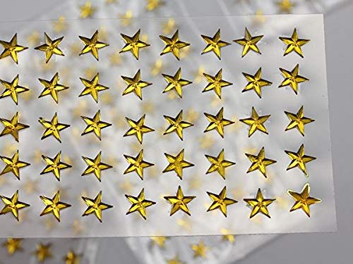 Allstarco 6mm Amber LQ32 Star Self Adhesive Acrylic Rhinestones Plastic Face Gems Stick On Body Jewels for DIY Cards and Invitations Crafts Bling Sticker - 5 Sheets - 250PCS - Image 1